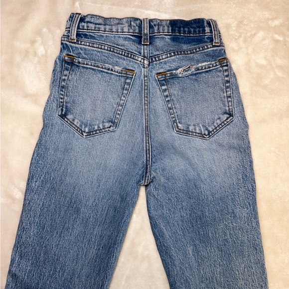 Abercrombie & Fitch High Rise Distressed Patch Straight Leg Denim Jeans Size 24 - Picture 5 of 13